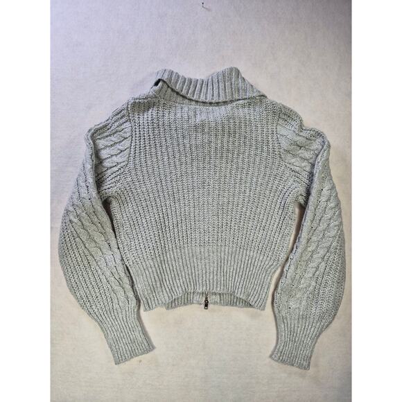 Cable Knit Chunky zip Preppy Academia Cardigan Sweater sz M #2179 - Picture 7 of 7